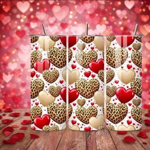 Heart and Leopard Print Tumbler